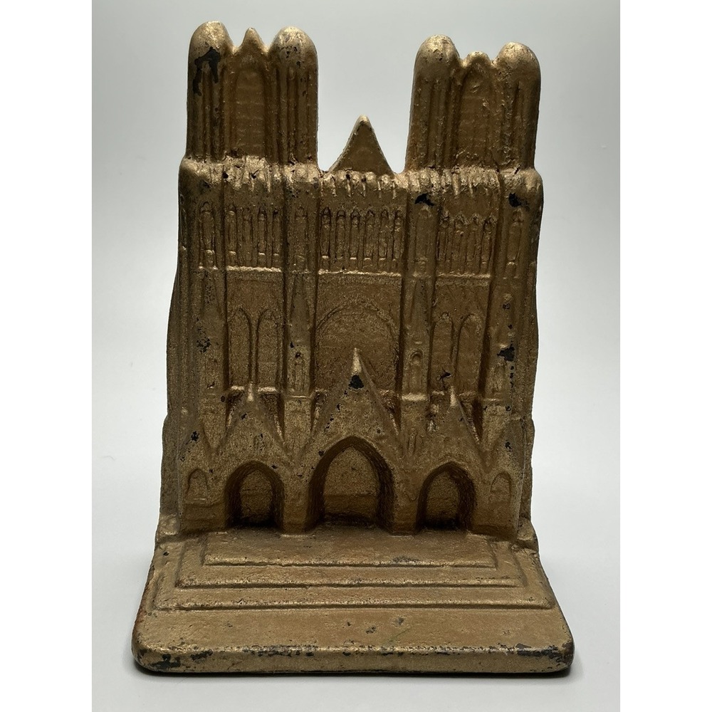 Vintage Bookend, Notre Dame Cathedral, Cast Iron, Excellent Condition